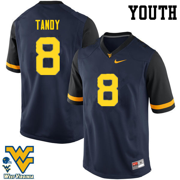 NCAA Youth Keith Tandy West Virginia Mountaineers Navy #8 Nike Stitched Football College Authentic Jersey FL23V42TM